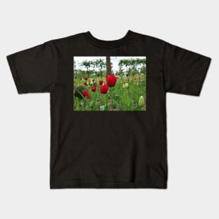 Red tulip flower garden Kids T-Shirt